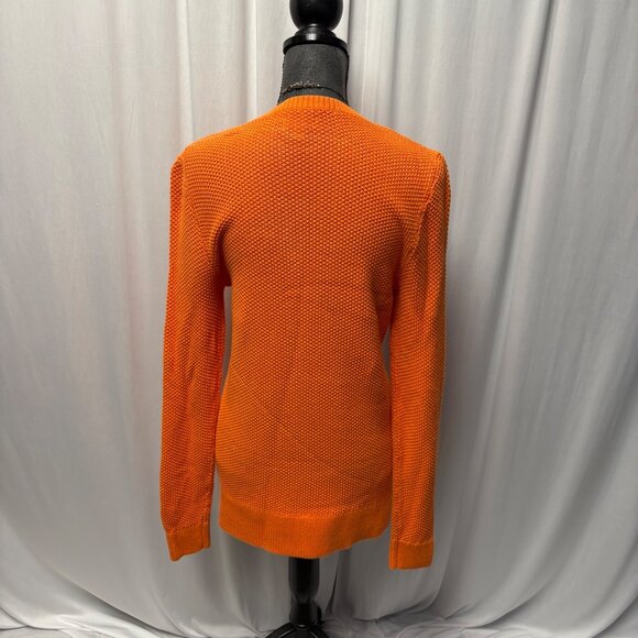 LL Bean Signature Cable Knit Sweater Womens Size Medium Orange Fisherman Tunic - Picture 4 of 8
